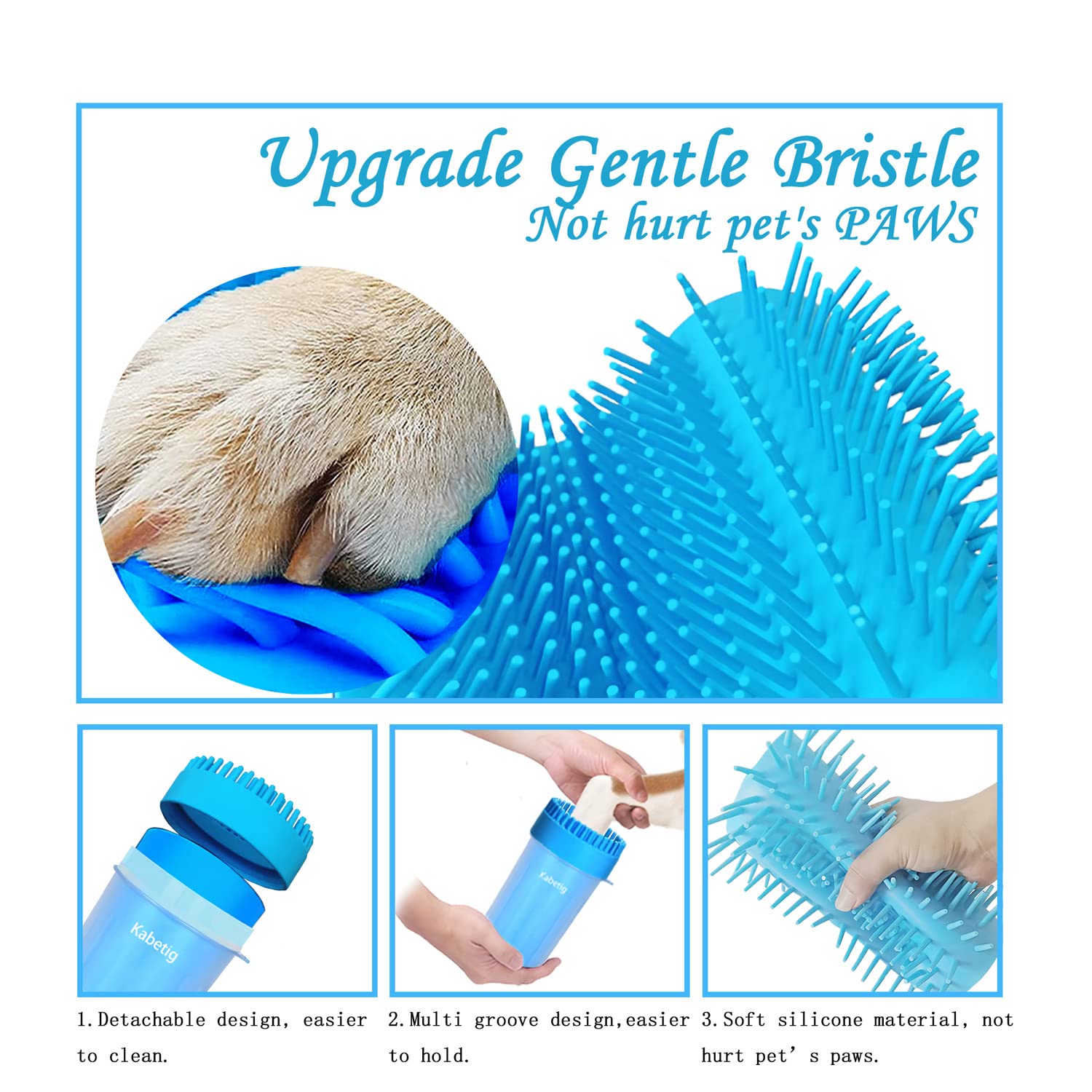 Kabetig Dog Paw Cleaner & Washer for Large/Extra Large Breeds - Muddy Paws Easy Cleaning Cup for Big Dogs - Includes 3 Absorbent