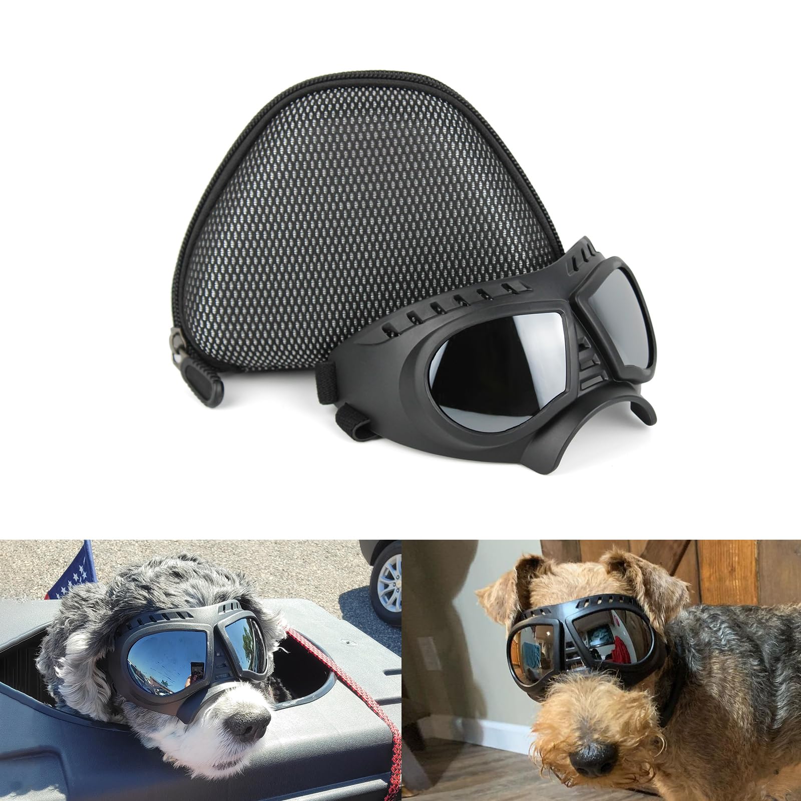 Billionchains Dog Goggles Windproof For Small-Medium Breeds Dog Sunglasses Anti-Uv With Adjustable Straps For Small Dog - Silver