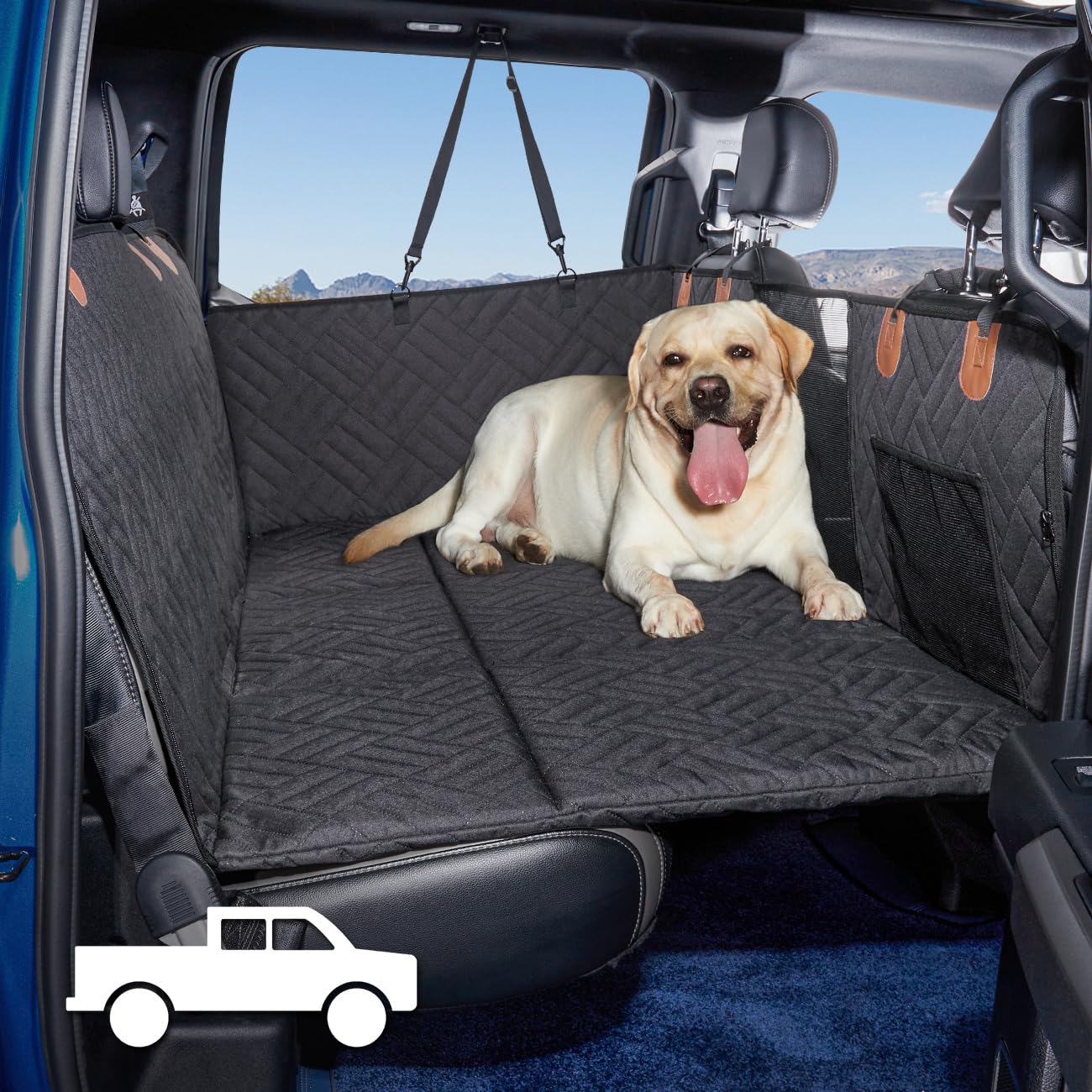Tkyz Dog Seat Cover And Bed For Trucks - Back Seat Extender And Hammock For F150, Ram1500, Silverado - Non-Inflatable Pet Mattre