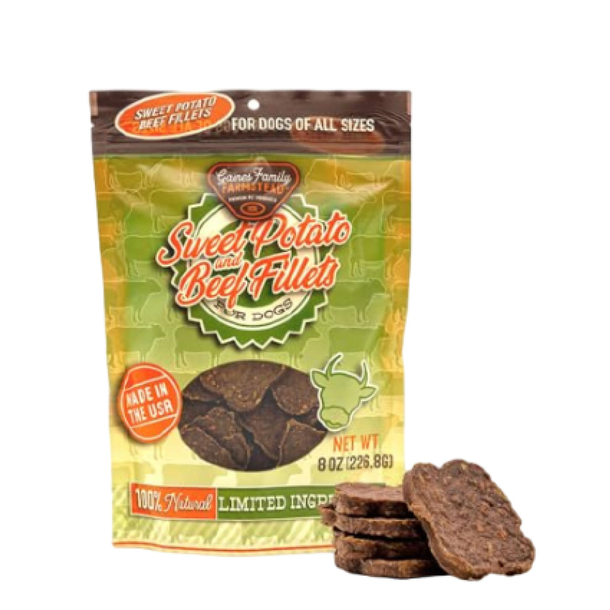 Gaines Family Farmstead Beef & Sweet Potato Filelts For Dogs, All-Natural, Grain-Free, Healthy Dog Treats For All Ages & Breeds,