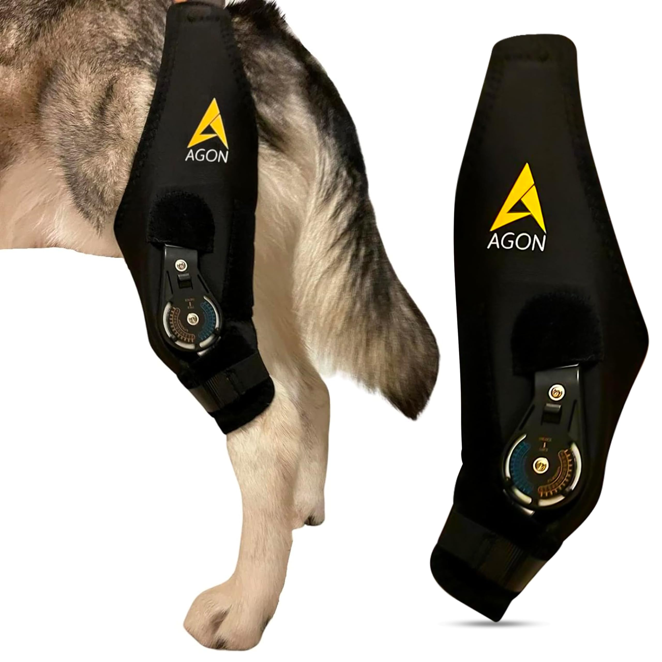 AGON Dog Knee Brace - Professional Knee Support Brace for Dogs with Adjustable Hinge Stabilizer - Premium Neoprene Hip Brace for