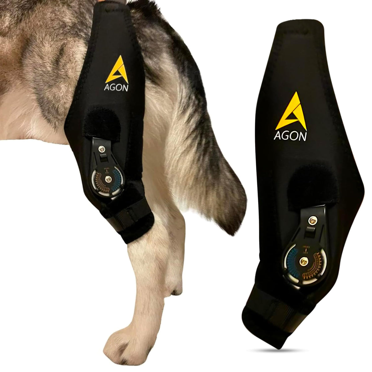 Agon Dog Knee Brace – Professional Knee Support Brace For Dogs With Adjustable Hinge Stabilizer – Premium Neoprene Hip Brace For Knee Support, Dog Recovery, And Joint Support (Left Leg, Large)