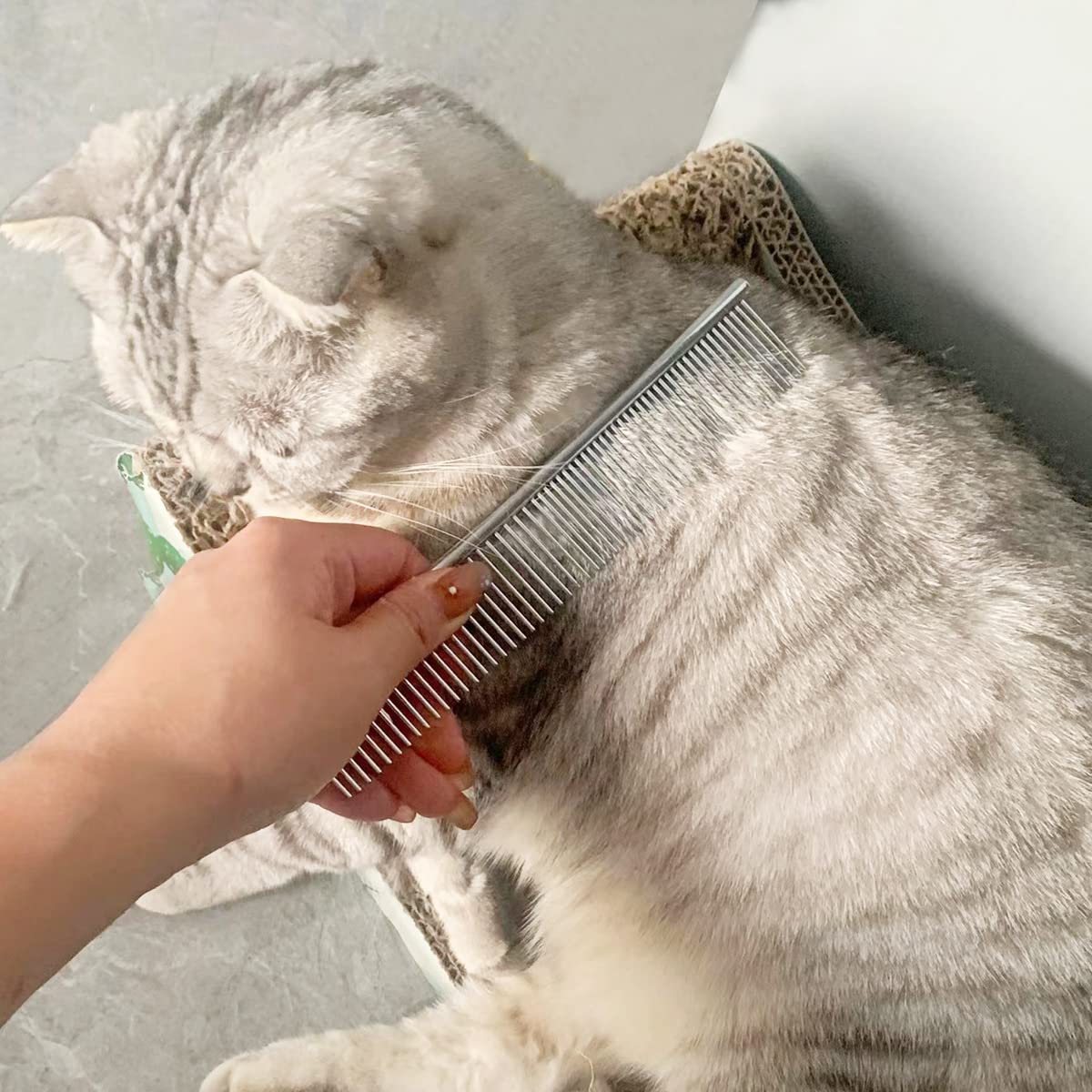 Flea Comb Lice Comb Cat Comb Dog Comb Pet Grooming Combs Tear Stain Remover Comb Remove Mucus Crust 2-In-1 Metal Round Smooth Te