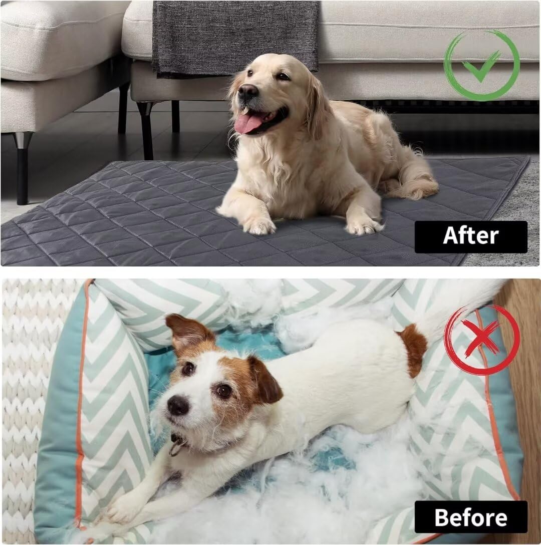 Chew Proof Dog Crate Pad Mat-More Durable And Indestructible Fabric Dog Bed For Chewers Tough On Their Bed-Durable Kennel Pad For Dogs Cages-Water Resistant And Washable
