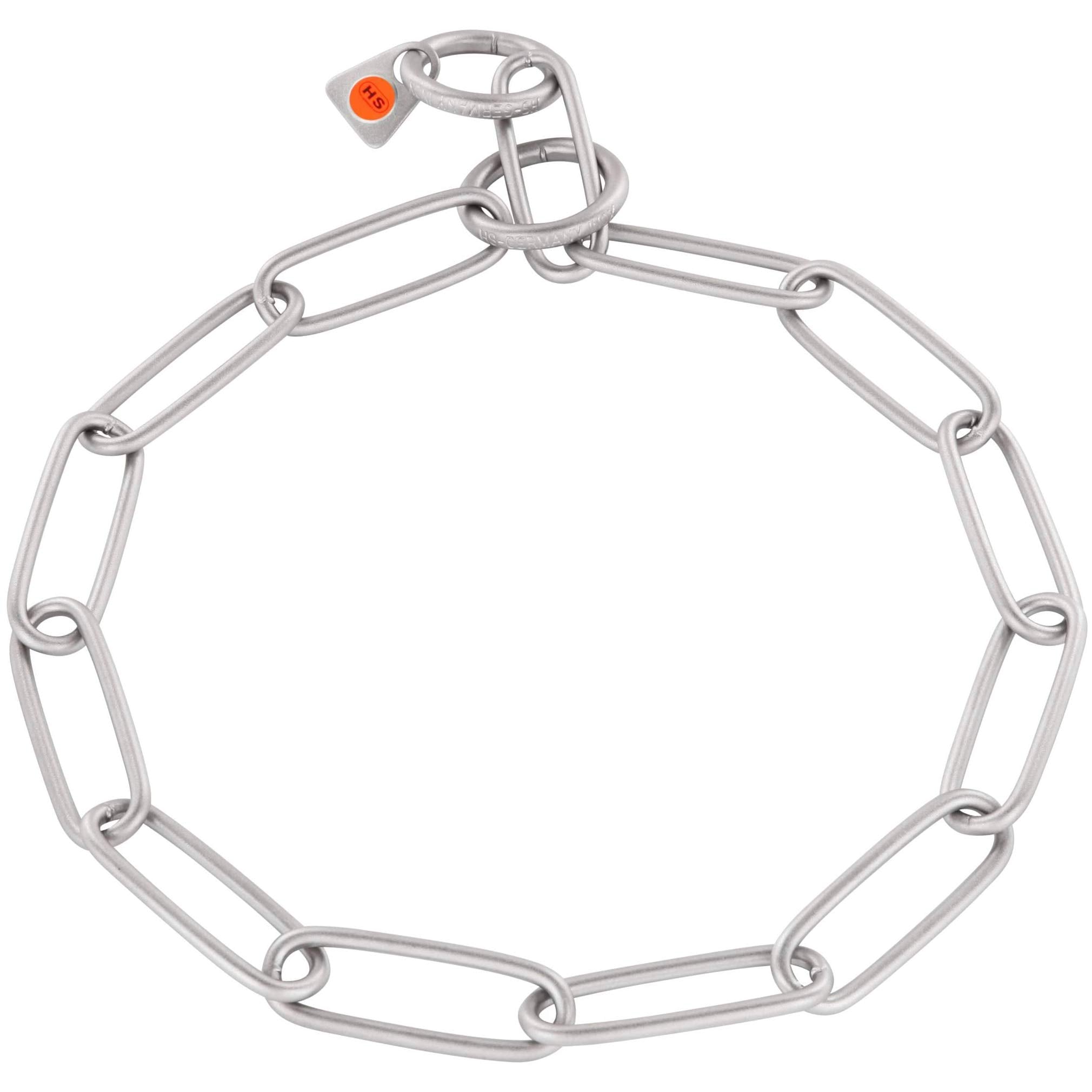 Herm Sprenger - Matt Stainless Steel Scratch Resistant Long Link Fur Saver Dog Collar - Professional Training Collar - Made In G