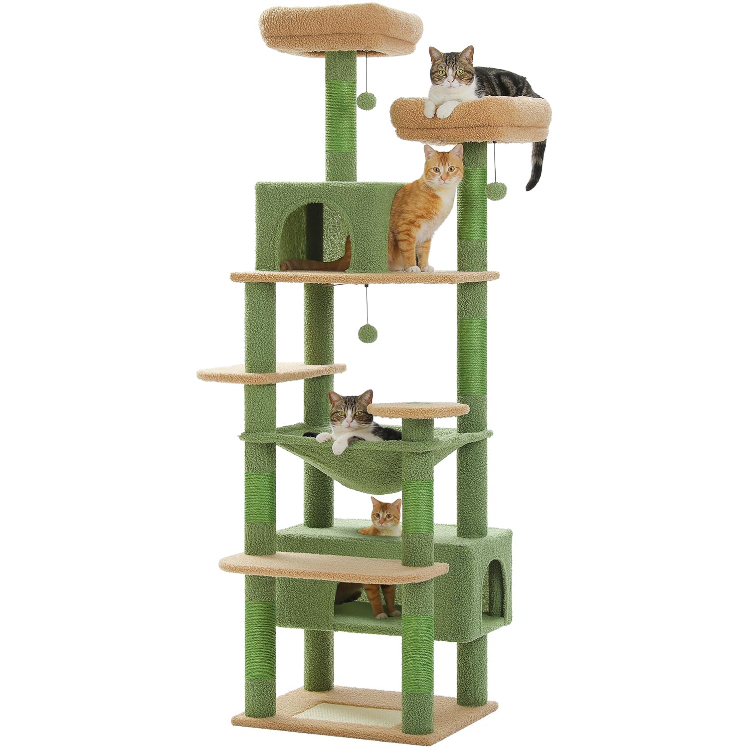 Pawz Road Large 72 Inches Cat Tree And Tower For Indoor Cats - With Sisal-Covered Scratching Posts, Padded Perches, Condos, And 