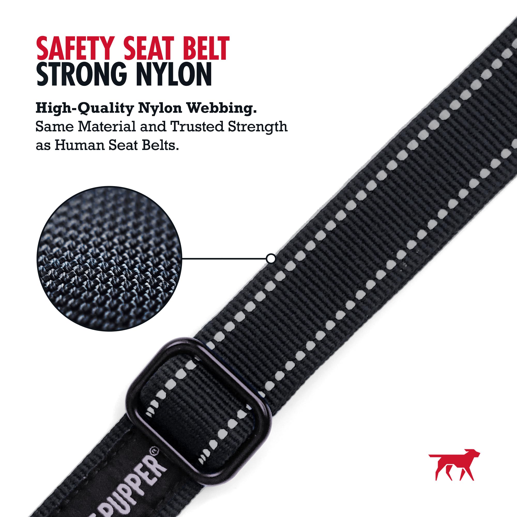Tuff Pupper Dog Seat Belt | Adjustable Length Dog Seatbelt Restraint | Tangle-Free Locking Carabiner | Shock-Absorbing Bungee |