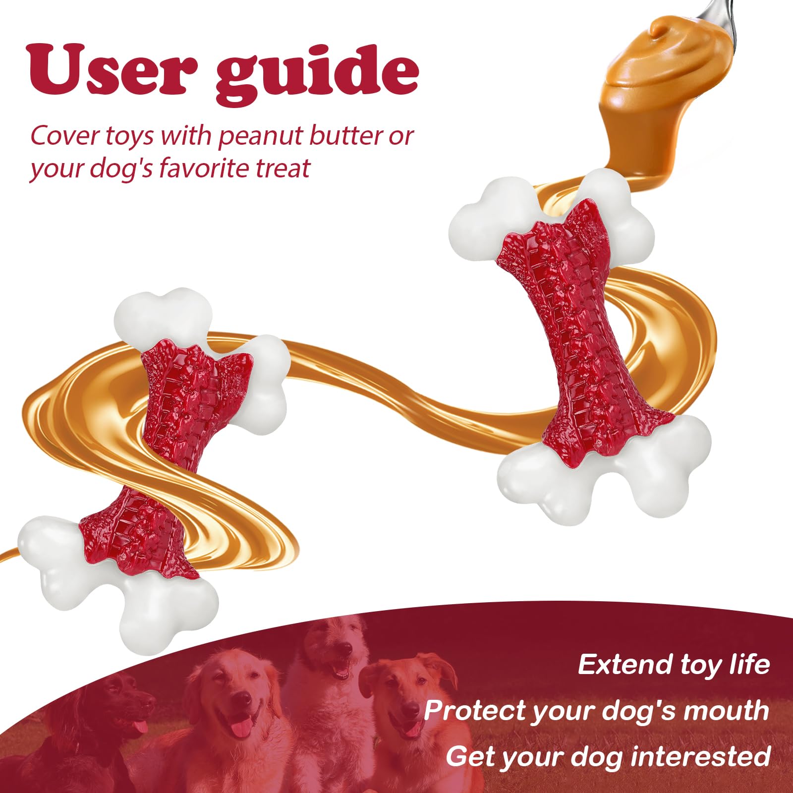 Kseroo 6-Pack Tough Dog Toys, Toys for Aggressive Chewers Large Breed, Chew Dogs, Bone Toy Nylon Dogs Almost Indestructible
