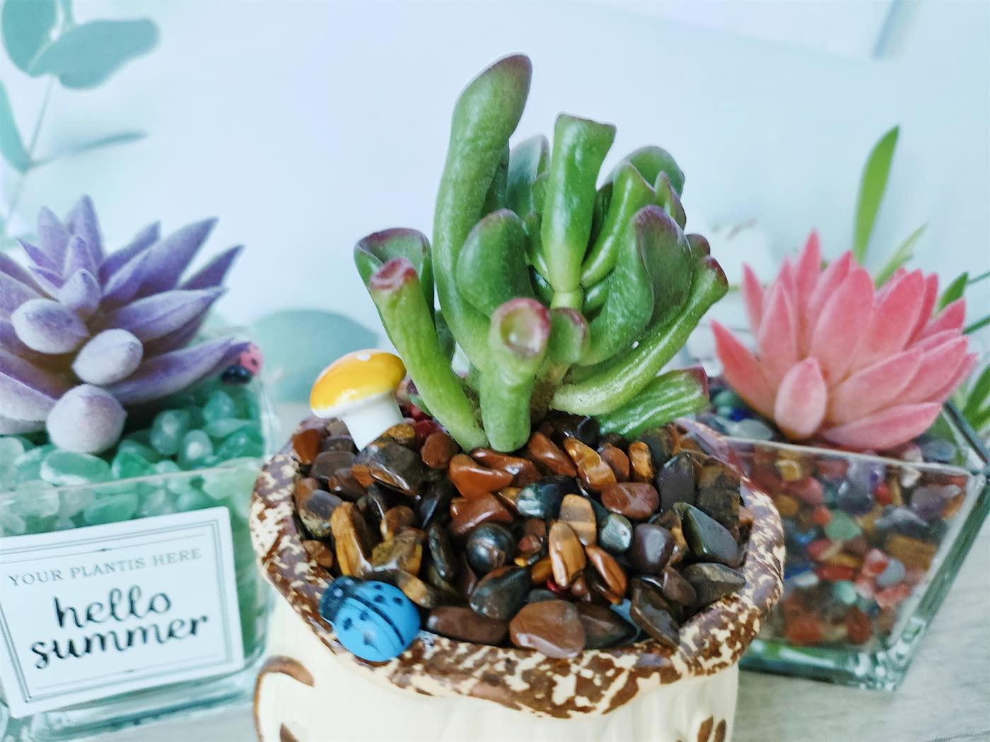 ZHIYUXI Tigers Eye Crystal Vase Filler Crystal Chips Stone for Decoration Succulent Plants Vase Fish Tank Gravel Crushed Crystal