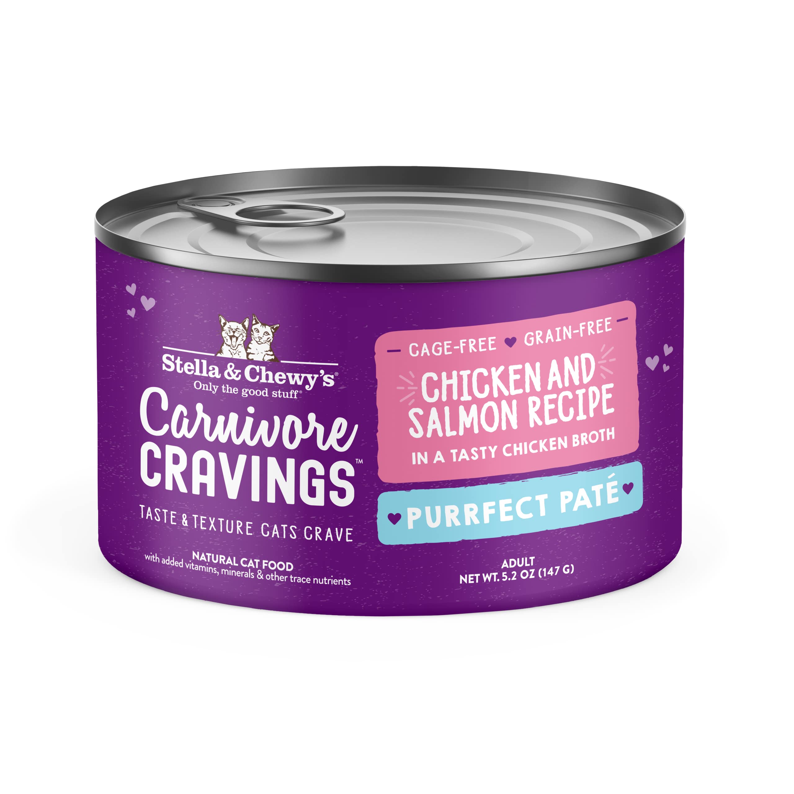 Stella & Chewy s Carnivore Cravings Purrfect Pate Cans - Grain Free, Protein Rich Wet Cat Food - Chicken & Salmon Recipe - (5.2