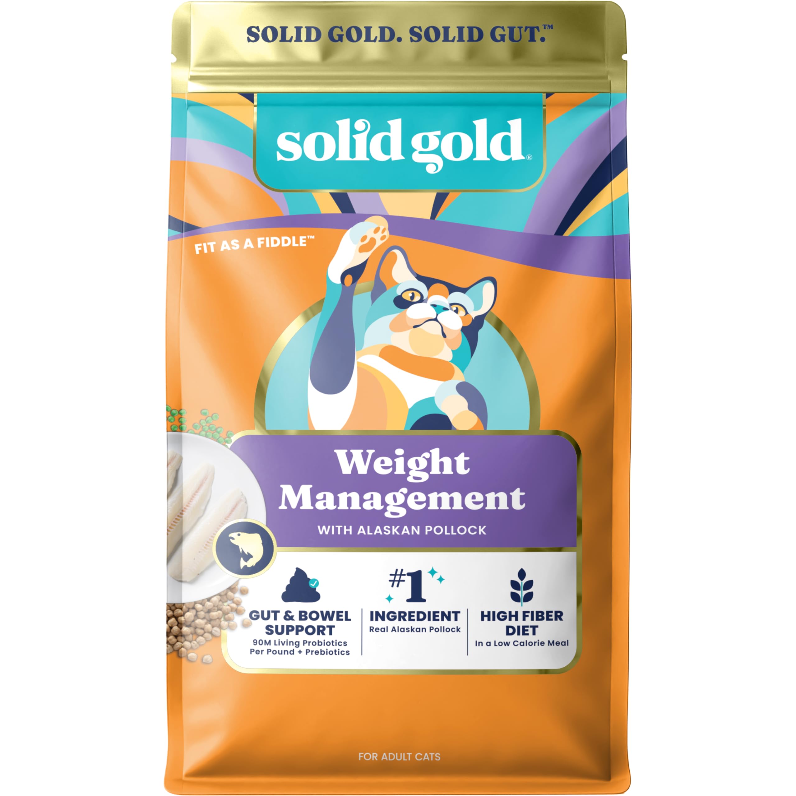 Solid Gold Weight Management Cat Food for Adults - Grain Free & Gluten Free Dry Cat Food Indoor & Outdoor Recipe for Healthy Wei
