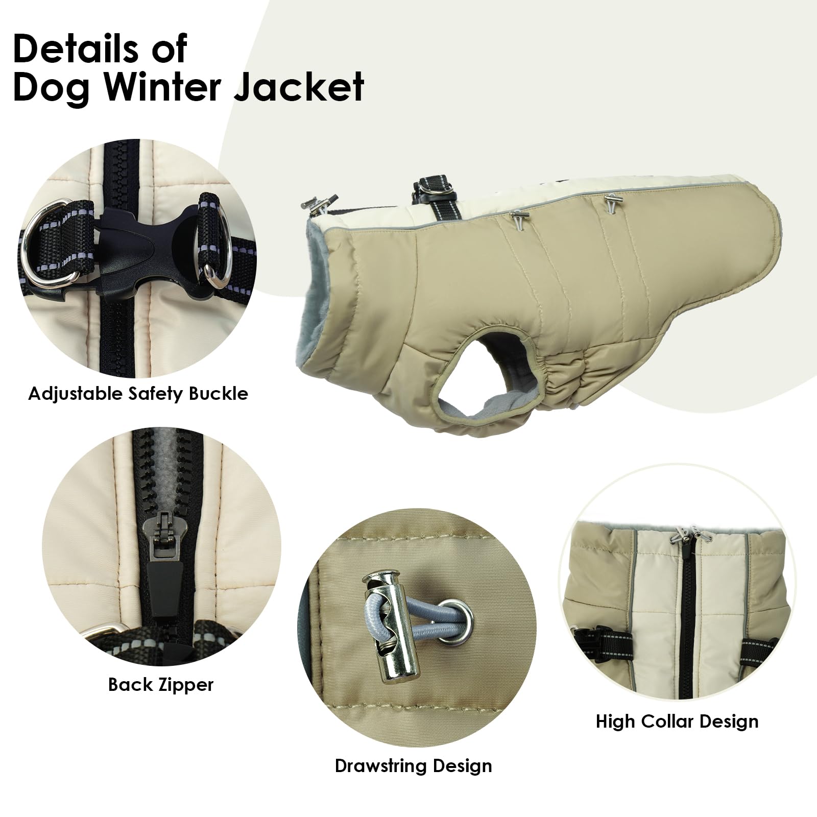 IKIPUKO Dog Coat Dog Winter Jacket-3X Large, Warm Zip Up Snowsuit Dog Harness Vest Reflective Water-Resistant Dog Coat Dog Snow
