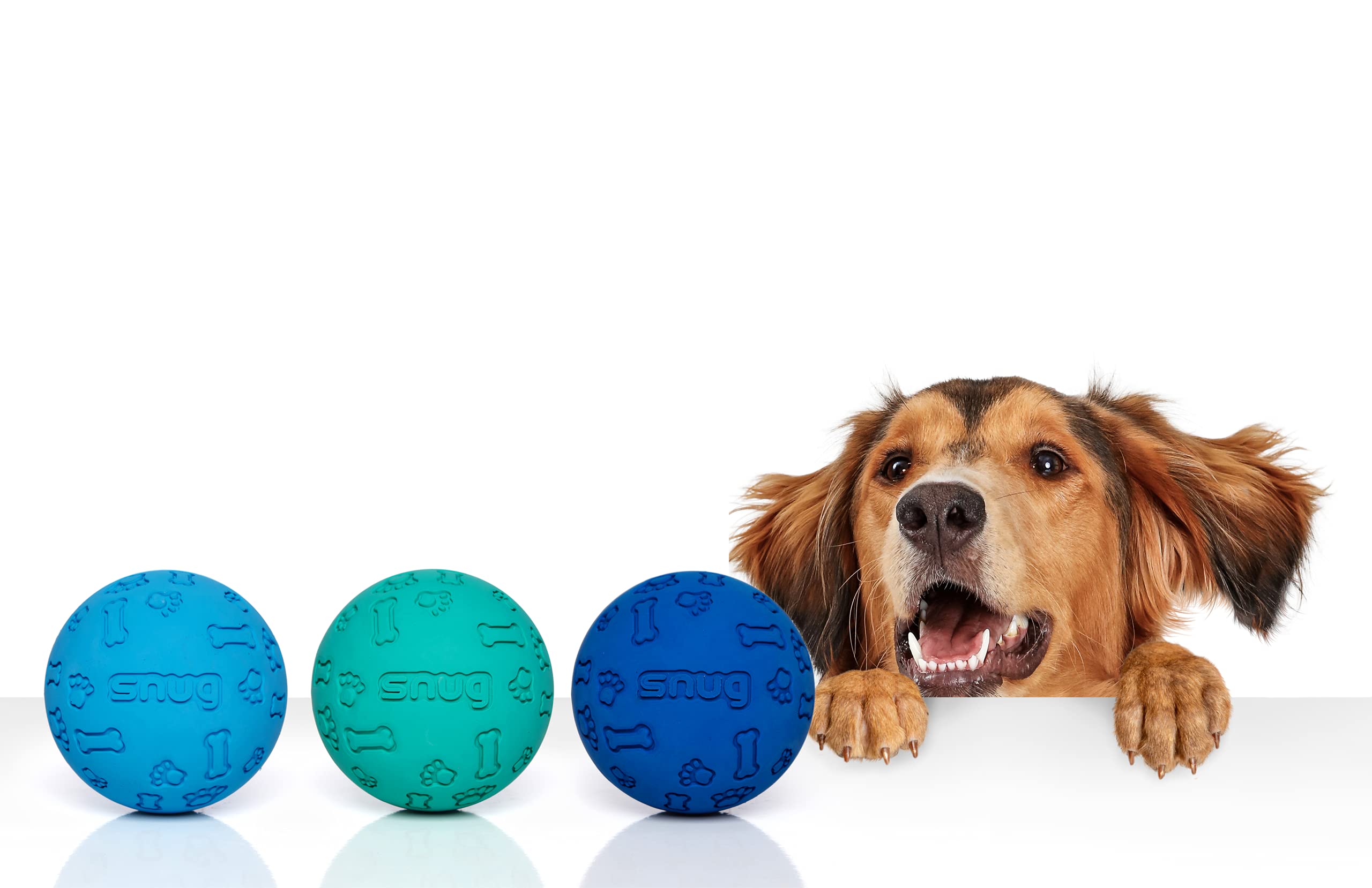 Snug Rubber Dog Balls For Small And Medium Dogs - Tennis Ball Size - Virtually Indestructible (3 Pack - Cool)