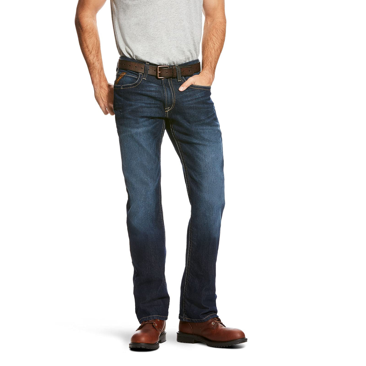 Ariat Mens Rebar M4 Slim Fit Durastretch Straight Leg Jean, Maritime, 31W X 32L