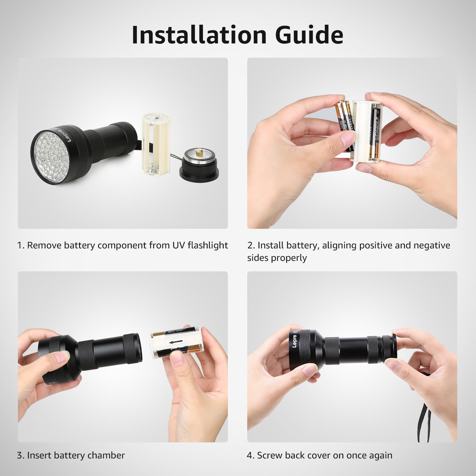 Lepro UV Flashlight Black Light, 51 LED UV Light Handheld Blacklight, 395nm Detector for Pet Urine, Stains, Bed Bug and Scorpion
