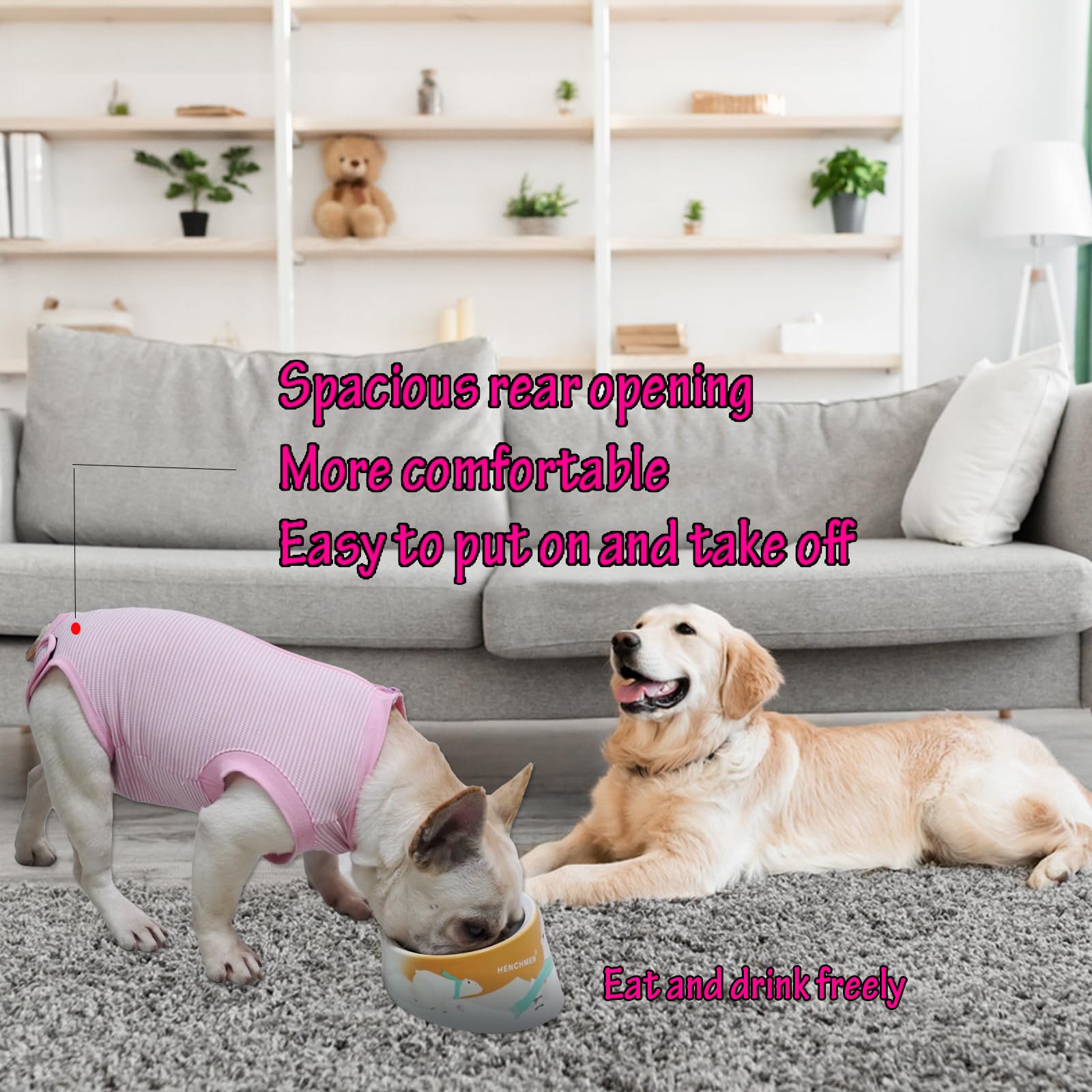 Sychien Dog Recovery Suit Pink Female Spay Surgical Small Shirt, Male Surgery Recovery Suit,Pink-White Striped Xs