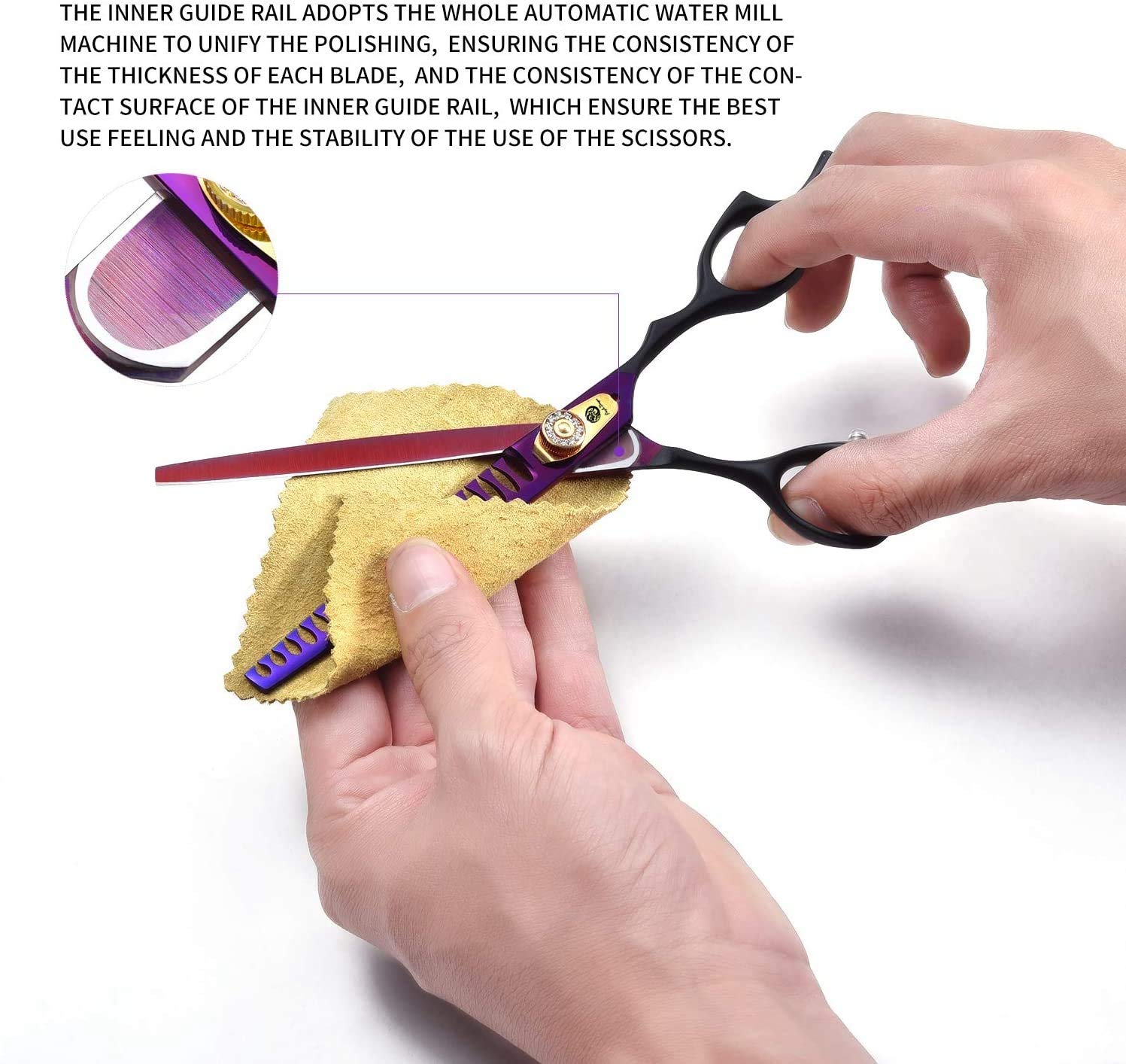 Purple Dragon Professional 7.0/8.0 Inch Pet Grooming Hair Cutting Scissor And 6.75/8.0 Inch Dog Chunker Shear - Japan 440C Stainless Steel For Pet Groomer Or Family Diy Use (Chunker Scissor)