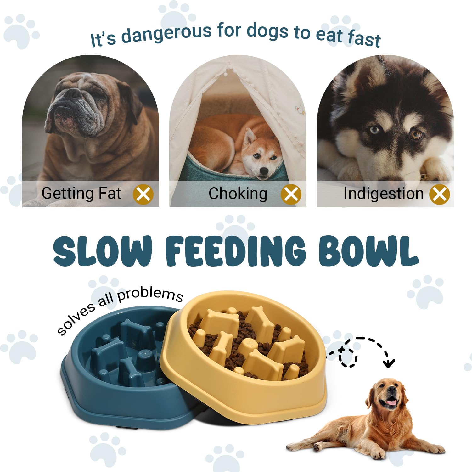 ASEVAT 2 Pack Slow Feeder Dog Bowls, Anti-Choking Puzzle Dog Food Bowls for Slower Eating, Personalized Dog Bowls for Medium Dog