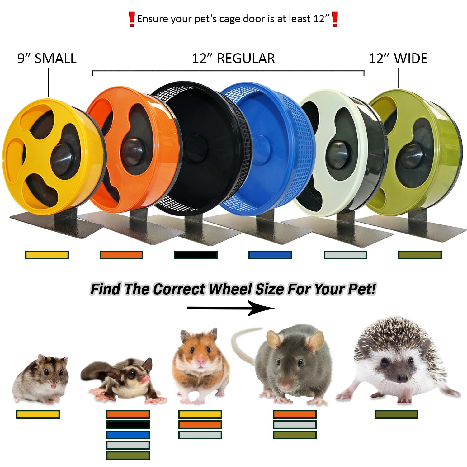 Silent Runner Glow Wheel - 12' Regular - Silent, Fast, Durable Exercise Wheel - Sugar Gliders, Hamsters, Female Rats, Mice & Small Pets