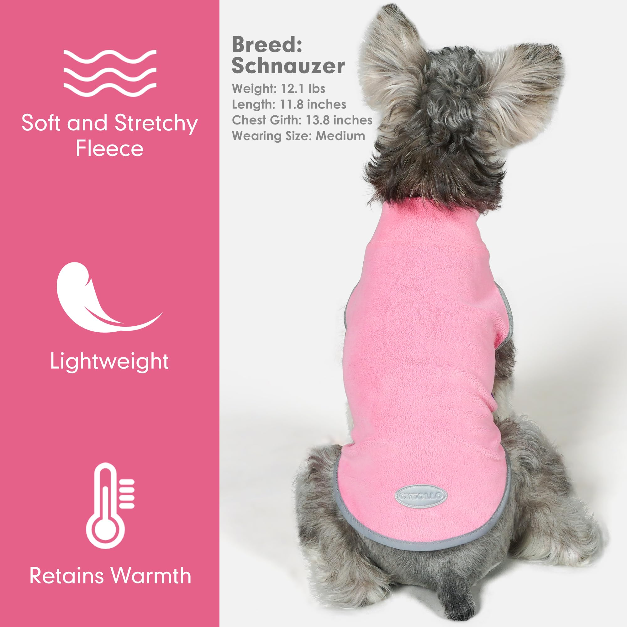 Cyeollo 2 Pack Fleece Dog Sweater Vest Dog Sweatshirt Reflective Lightweight Dog Clothes For Small Dogs Girl Pet Apparel Pink, F