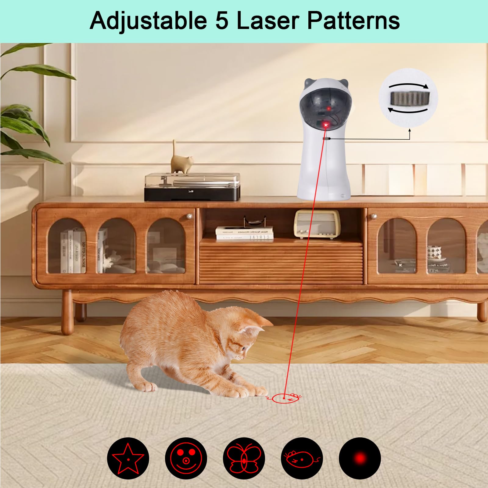 Tbteek Motion-Activated Interactive Cat Toy, Usb Rechargeable Automatic Cat Toy With Rotating Red Light, 4 Speed Modes For Indoo
