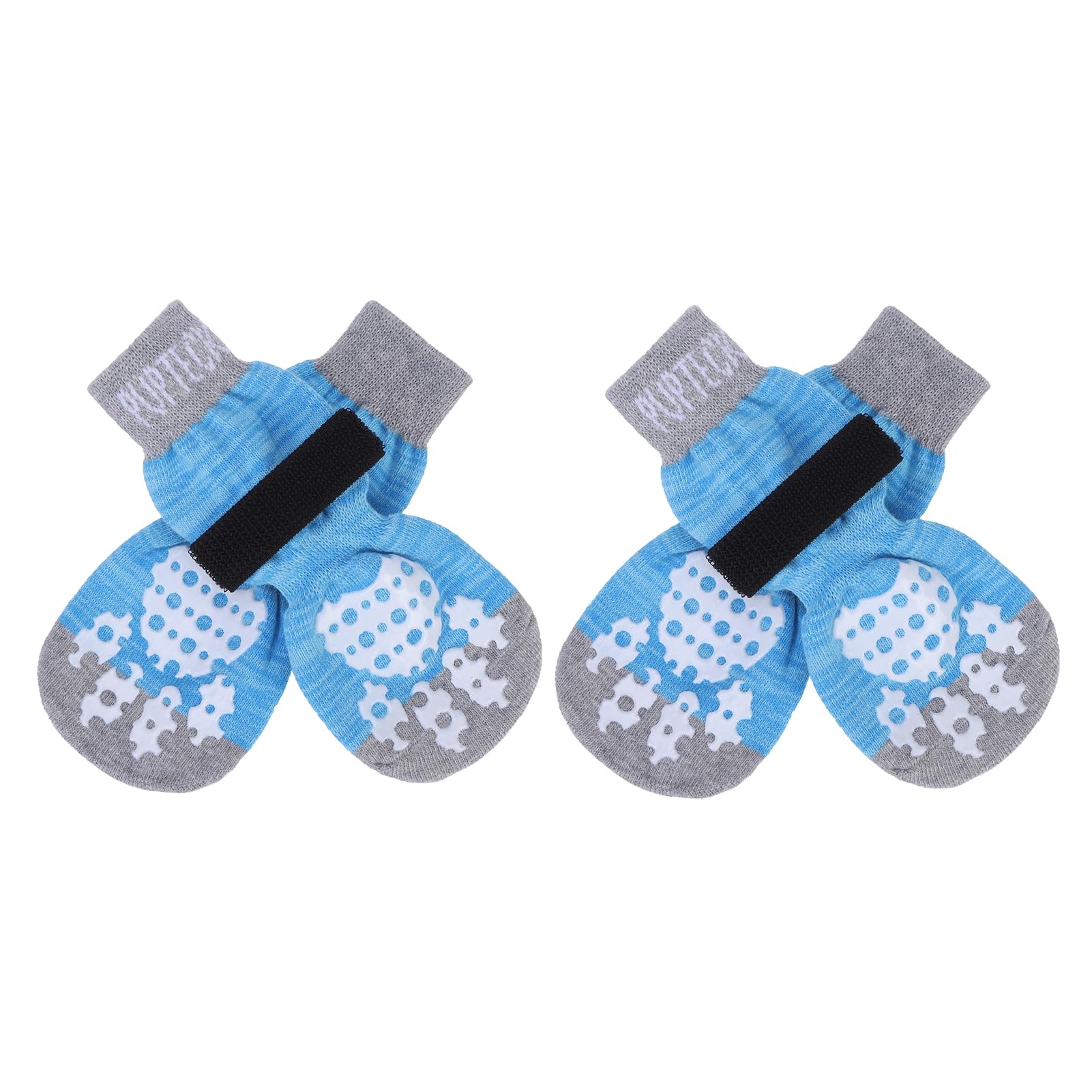 Pupteck Anti-Slip Dog Socks With Double Sides Grips For Small Medium Large Dogs Hardwood Floors Prevents Licking, Dog Shoes For Hot Pavement Traction Control Paw Protector For Senior Dogs, Blue M