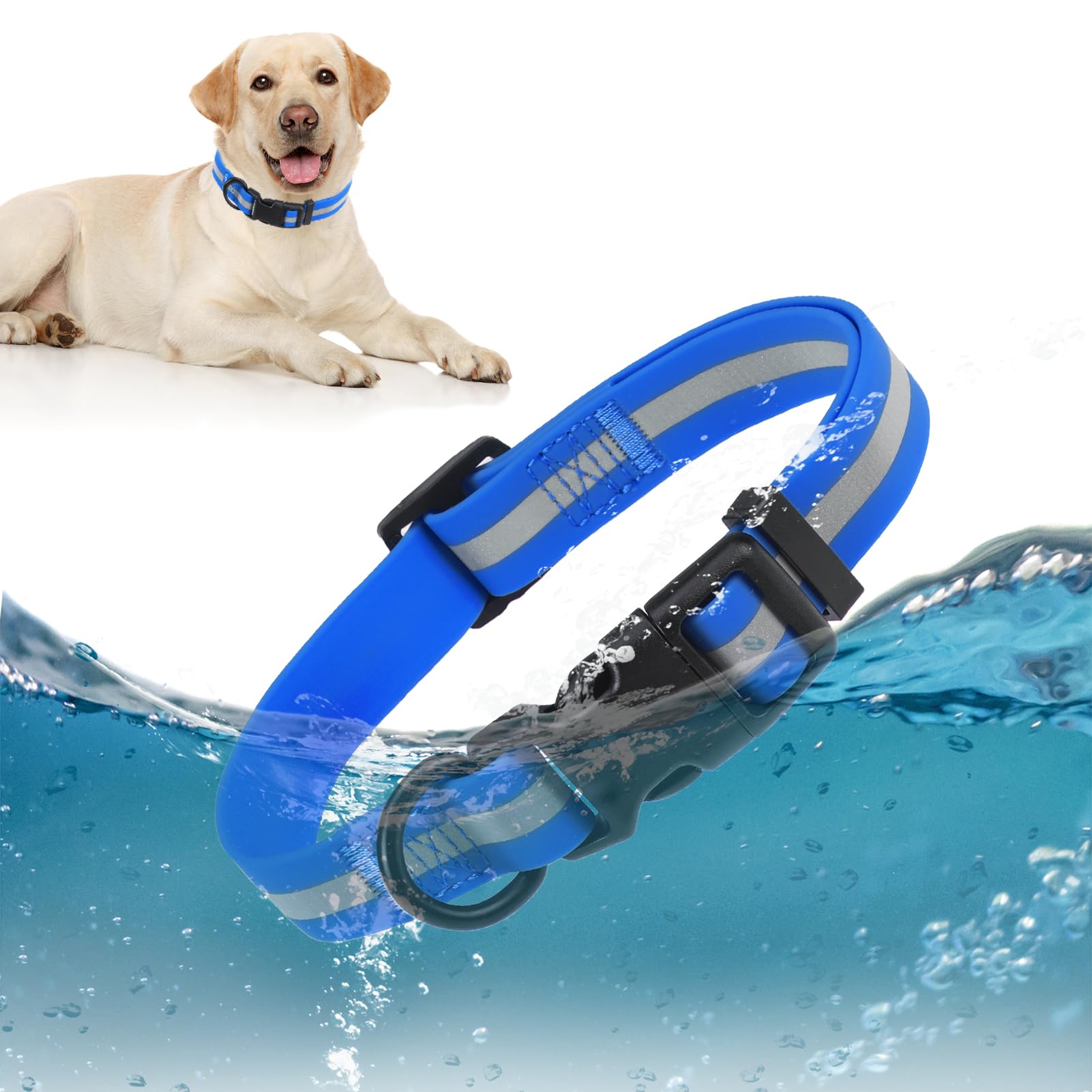 Dillybud Waterproof Dog Collar, Soft Rubber With Safety Buckle - Adjustable Dog Collars For Large Small Medium Dogs Puppy, Heavy