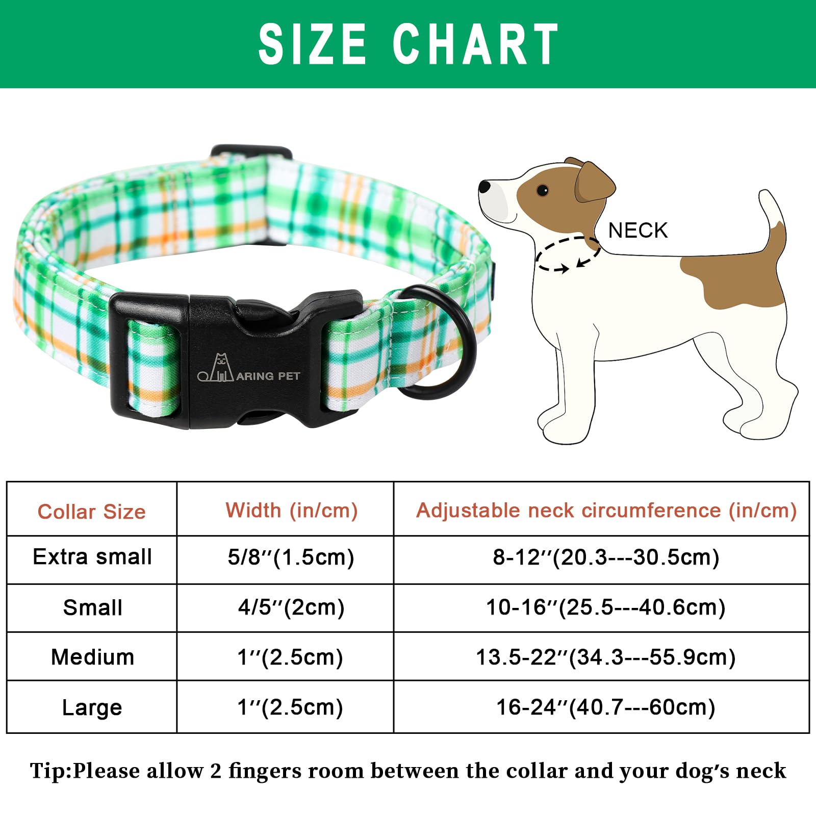 Aring Pet Cute Dog Collar-Cotton Lightweight Dog Collars, Adjustable Plaid Pet Collar Puppy Collars With Quick Release Buckle Fo