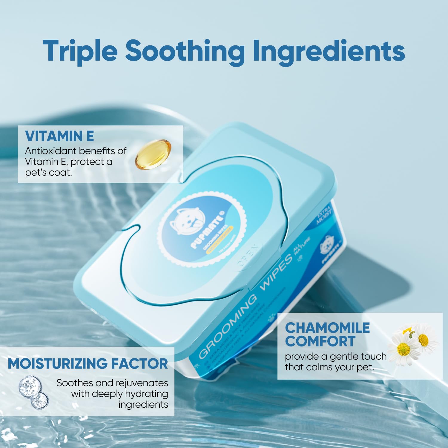 Pupmate Pet Wipes For Dogs & Cats, Extra Moist & Thick Grooming Puppy Wipes With 100 Fresh Counts, Aloe Vera/Nature