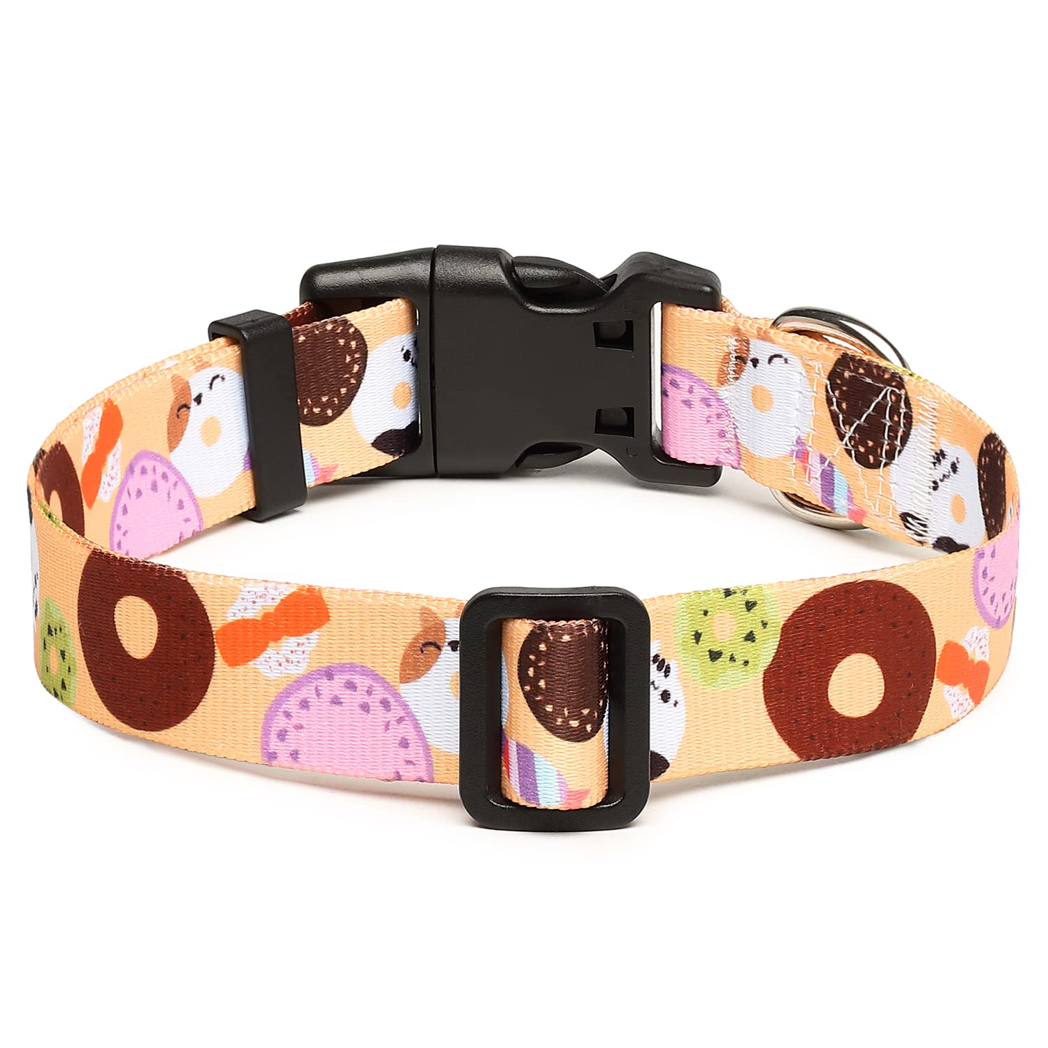 Mercano Adjustable Dog Collar - Special Design Patterns, Soft Nylon Comfortable Durable Pet Collar For Small Medium Large Dogs (L, Beige Cookie)