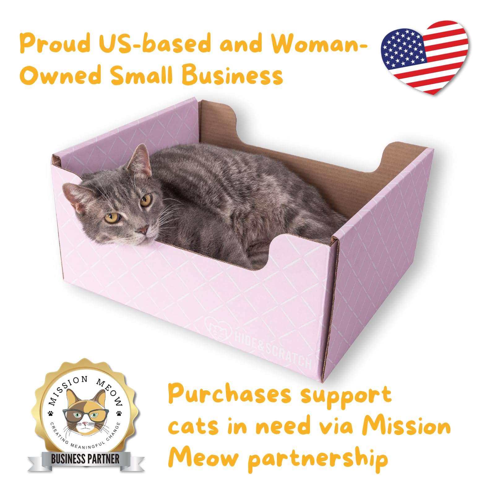 Hide & Scratch Heavy Duty Cardboard Cat Scratcher Box And Cat Bed With Refillable Double-Sided Cardboard Scratch Pad For Indoor