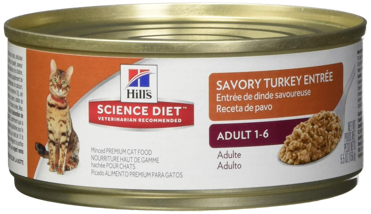 Hill'S Science Diet Adult 1-6, Adult 1-6 Premium Nutrition, Wet Cat Food, Turkey Minced, 5.5 Oz Can, Case Of 24