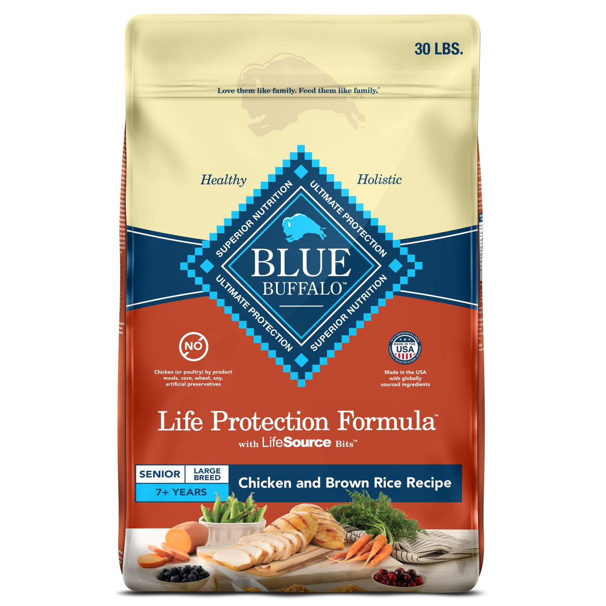 Blue Buffalo Life Protection Formula Large Breed Senior Dry Dog Food, Promotes Joint Health And Immunity, Made With Natural Ingr
