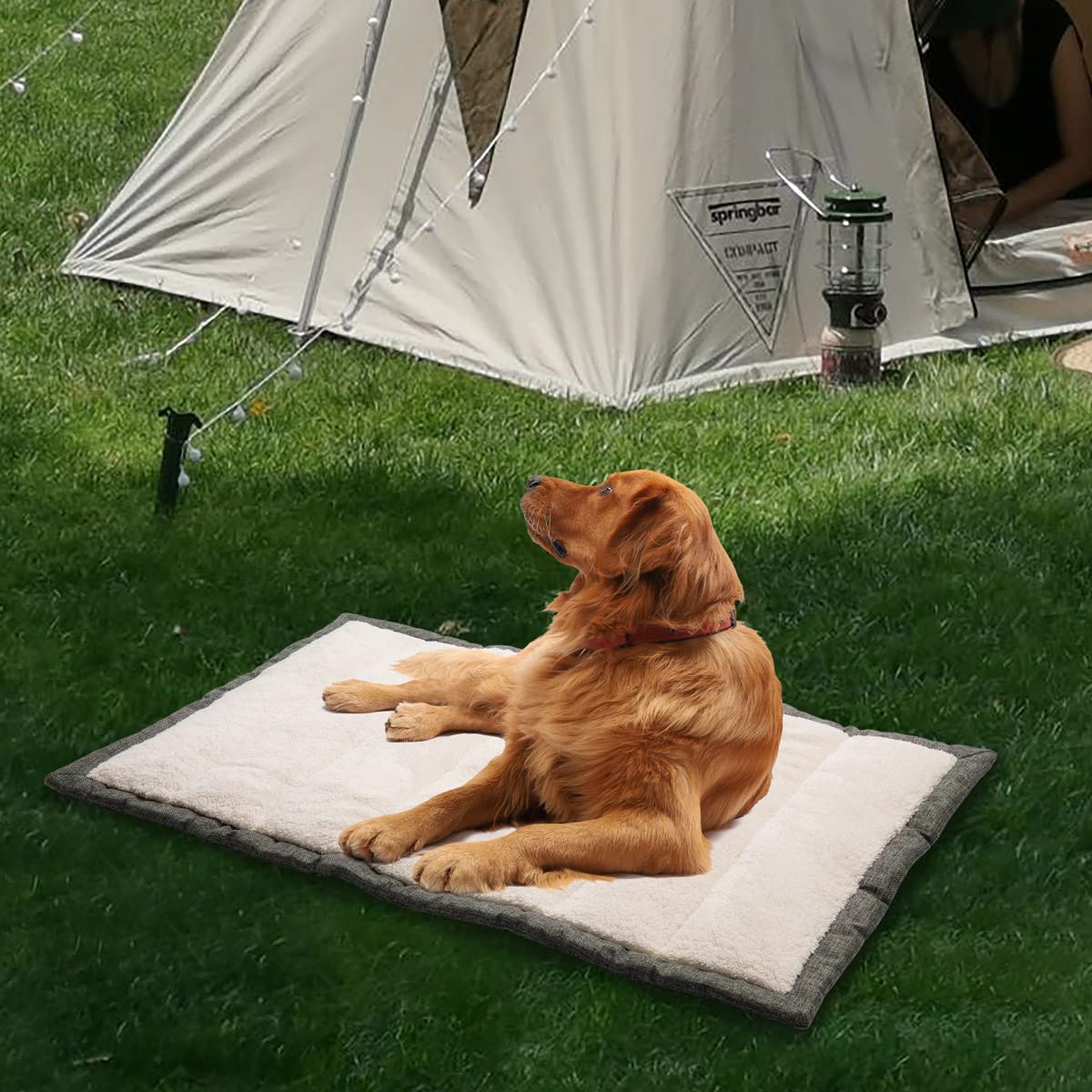 Vmgreen Travel Dog Bed, Rollup Crate Mat, Kennel Pad, Pet Camping Gear With Carry Handles For Medium Dog Or Cat, Super Soft, Mac