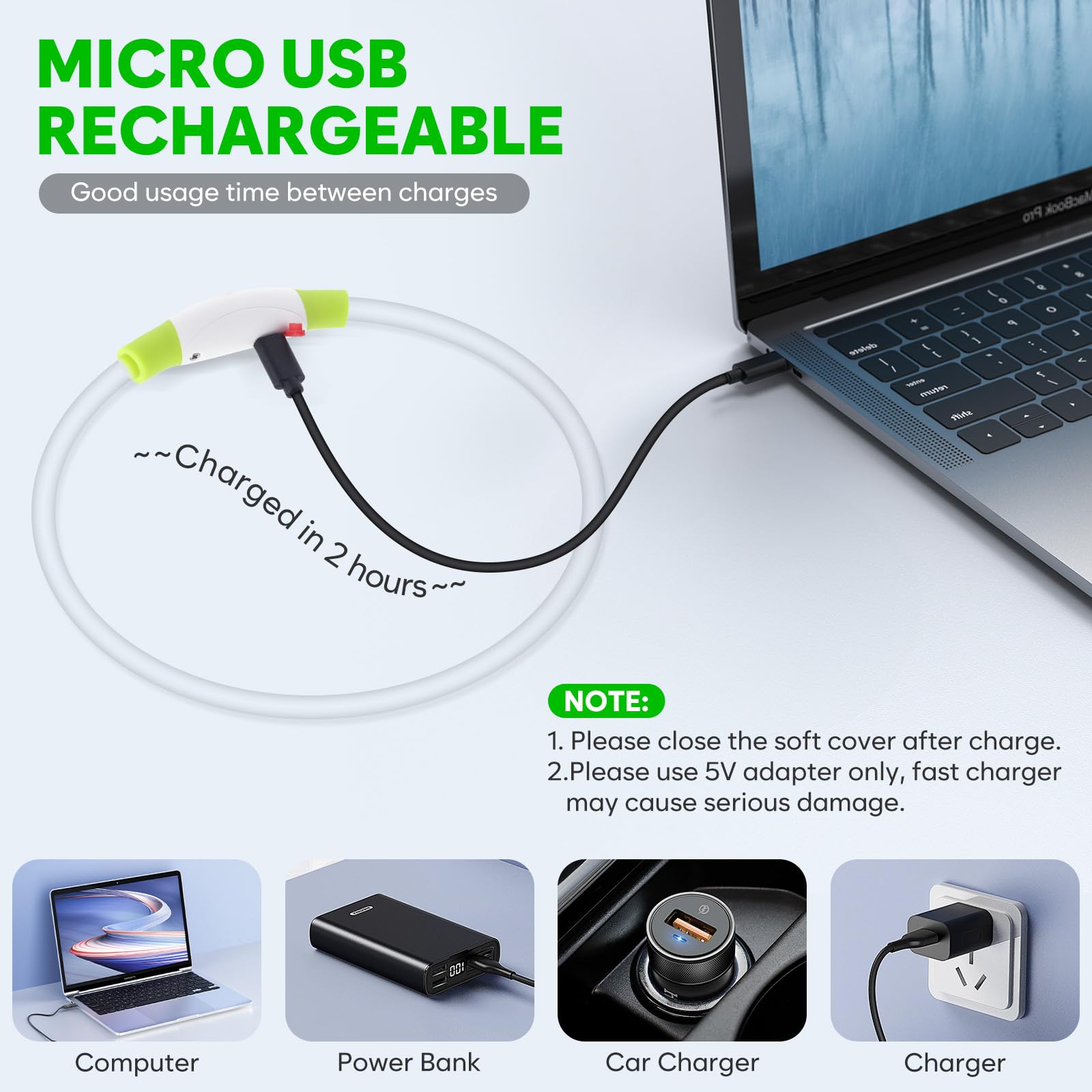 Domagiker Led Dog Collar - Waterproof Lighted Pet Collar Rechargeable For Night, Tpu Cuttable Light Up Doggie Collar For Small,