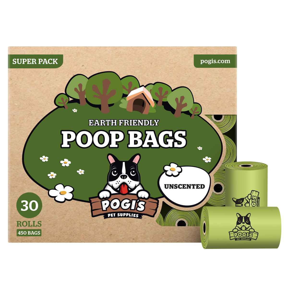 Pogi’S Dog Poop Bags - 30 Unscented Rolls (450 Doggie Poop Bags) - Leak-Proof Dog Waste Bags - Ultra Thick, Extra Large Poop Bags For Dogs