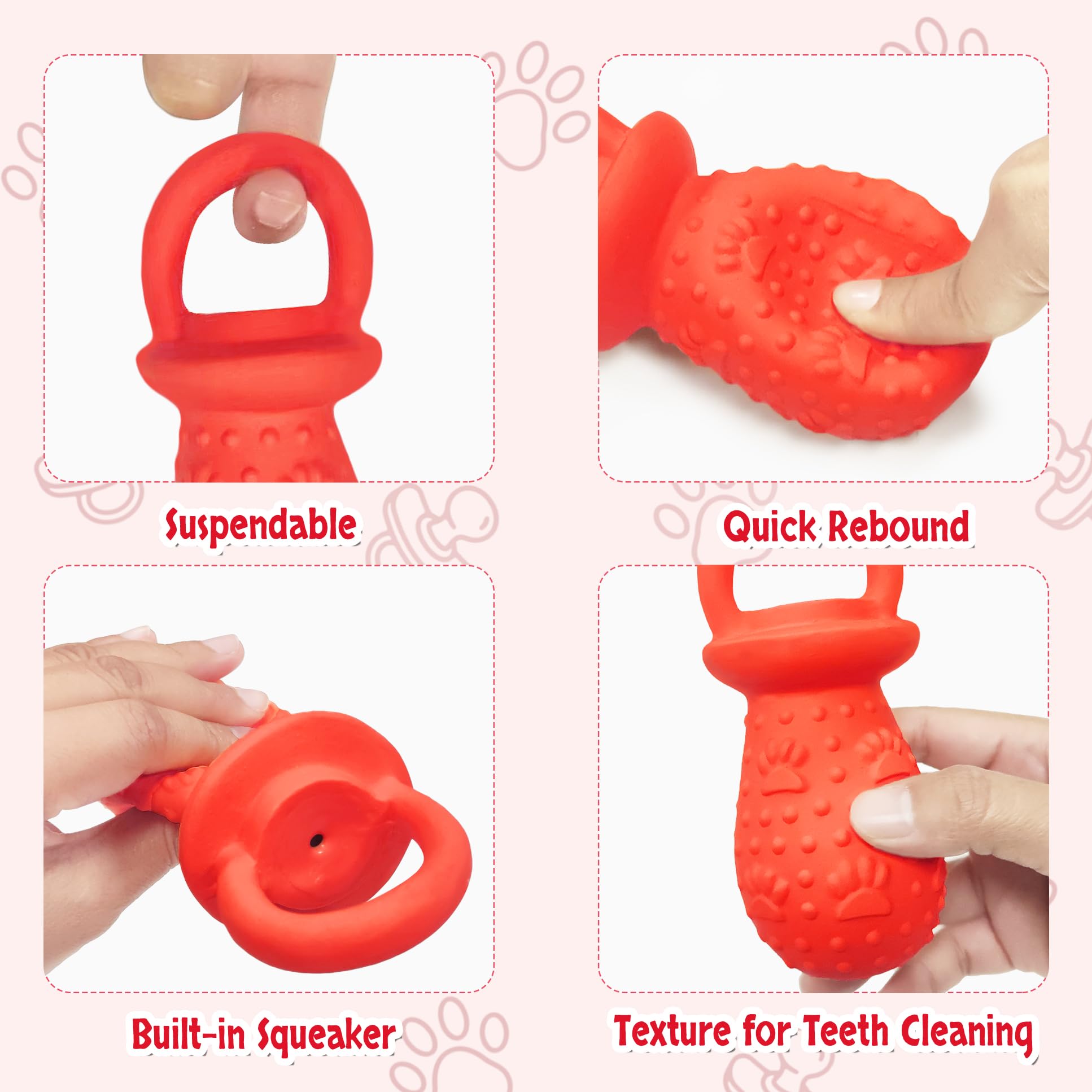 Llspet Latex Chew Dog Toys, Novelty Squeaky Pacifier Dog Toys, 5.2'' Durable Pacifier Dog Chew Toys For Small And Medium Dogs(Re