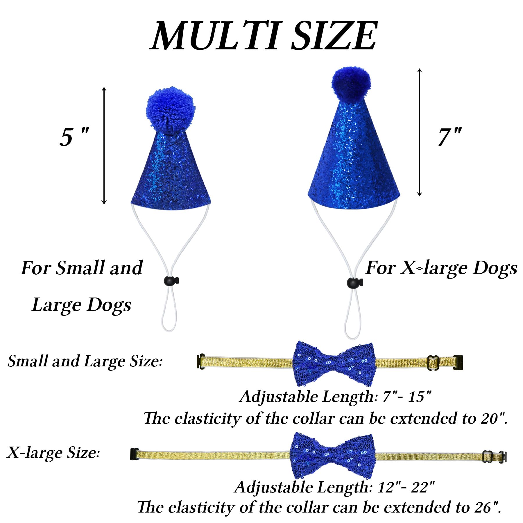 Stmk Dog Birthday Party Supplies, Multi Sizes Dog Birthday Hat With Numbers Bandana Bow Tie For Small Medium Dogs Pets (Small, B