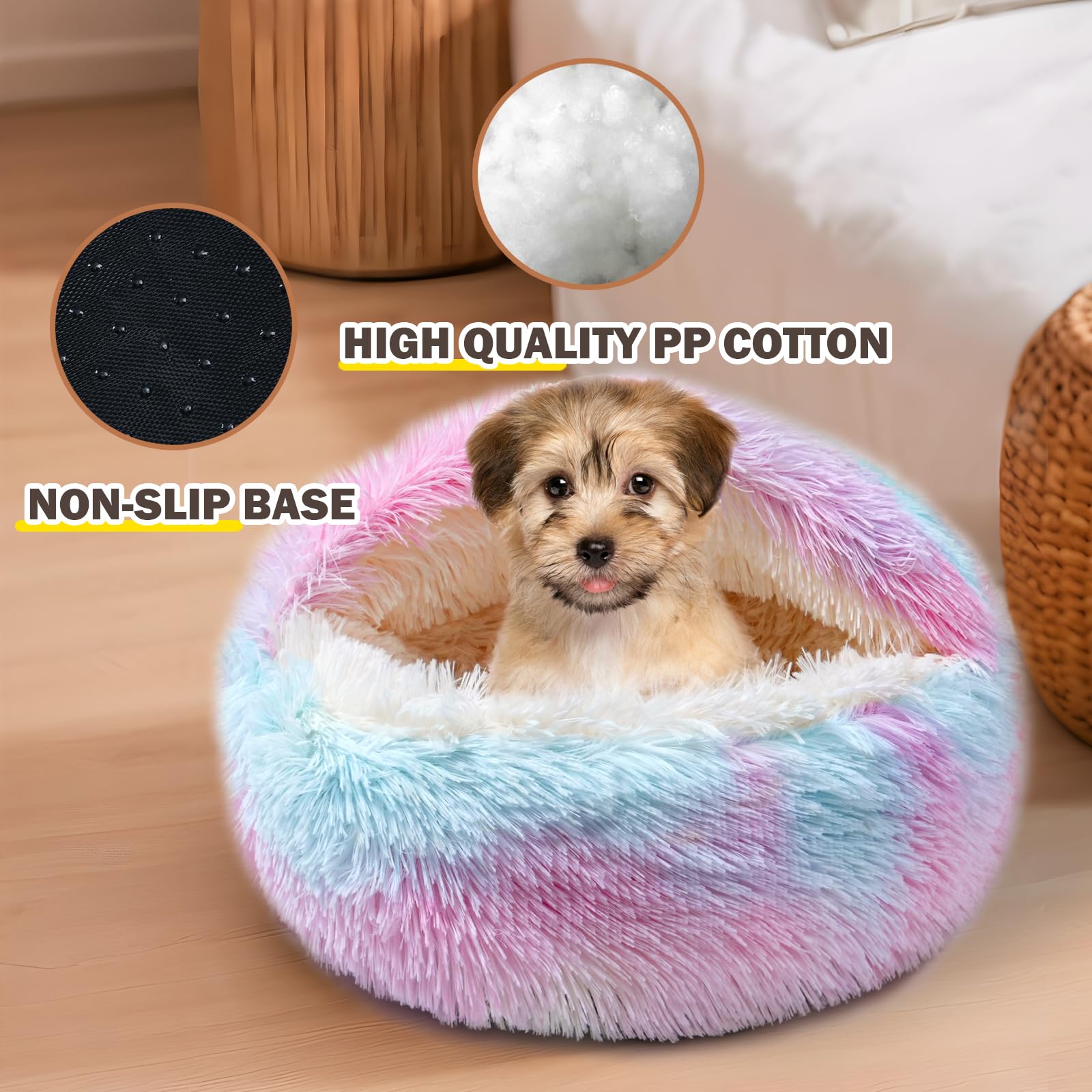 Cat Bed For Indoor Cats, Calming Cozy Cave With Self-Warming Plush, Entire Bed Machine Washable & Anti-Slip Base, Breathable Pet