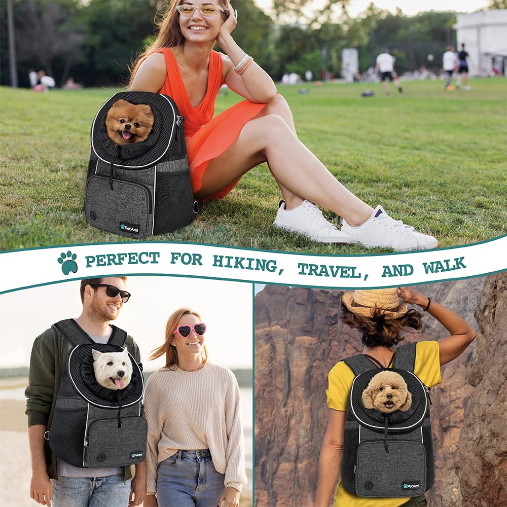 Petami Dog Front Carrier Backpack, Adjustable Dog Pet Cat Chest Carrier Backpack, Ventilated Dog Carrier For Hiking Camping Trav