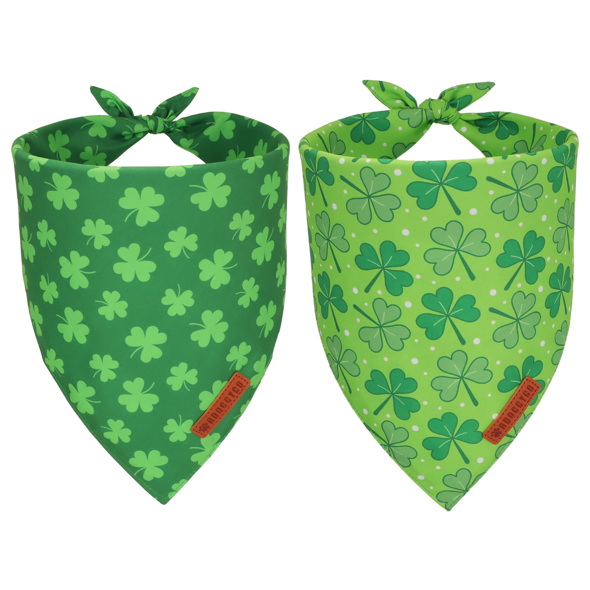 ADOGGYGO St. Patrick 's Day Dog Bandana, Green Shamrock Pet Scarf, Adjustable Fit Saint Patrick Bandanas for Large and Extra Lar