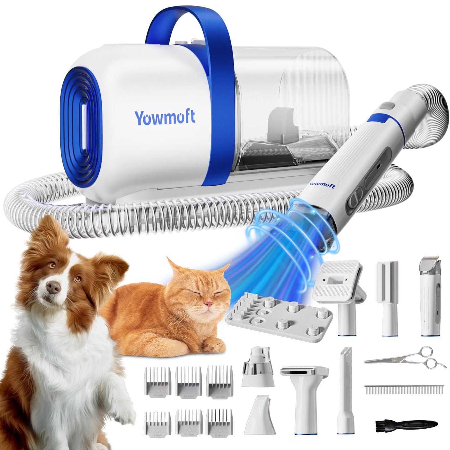 Yowmoft Dog Grooming Vacuum & Dog Grooming Kit, Dog Vacuum for Shedding Grooming with 2 L Capacity, Max 11 Kpa Dog Hair Vacuum w