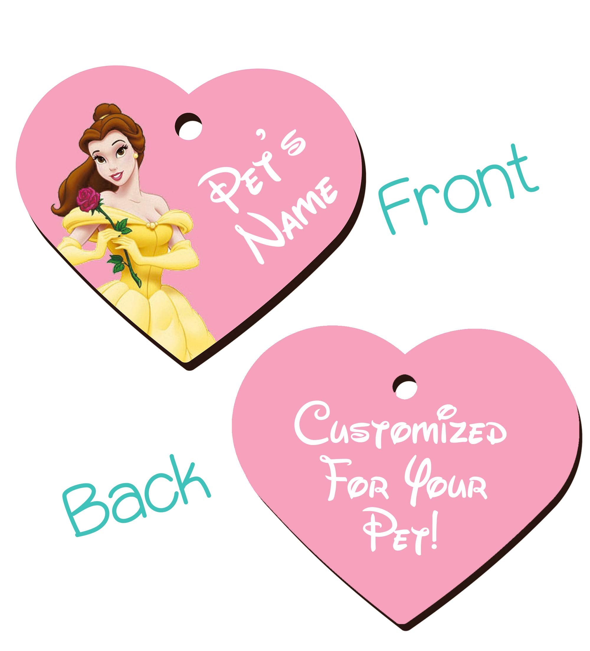 Udesignusa Double Sided Pet Id Tags For Dogs & Cats Personalized For Your Pet (Belle, Heart Shaped)