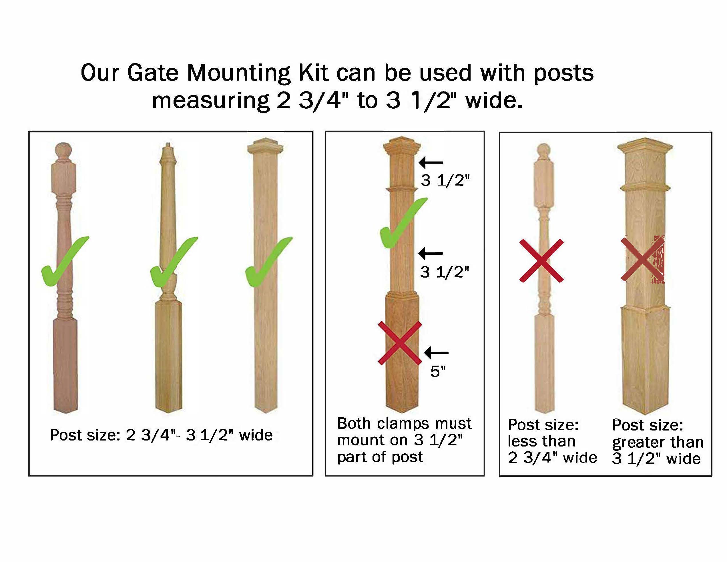 Safety Innovations No Hole Stairway Baby Gate Mounting Kit - Fits Posts From 2 3/4 Inches To 3 1/2 Inches Wide With Square Or Round Tops - No Adhesives On Or Screws In Your Posts, (1-Pack)