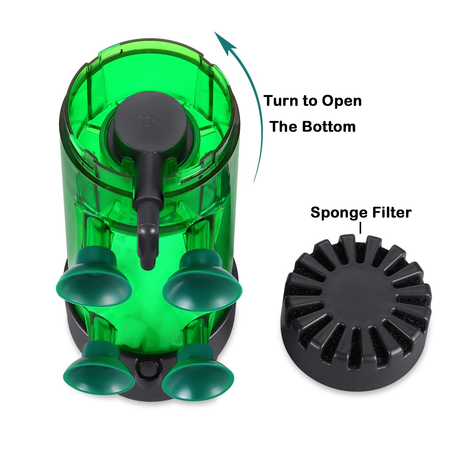 Qanvee Fluidized Moving Bed Filter Bubble Bio Media Filter For Aquarium Fish Tank With Air Stone And Sponge Filter (Lh-300)