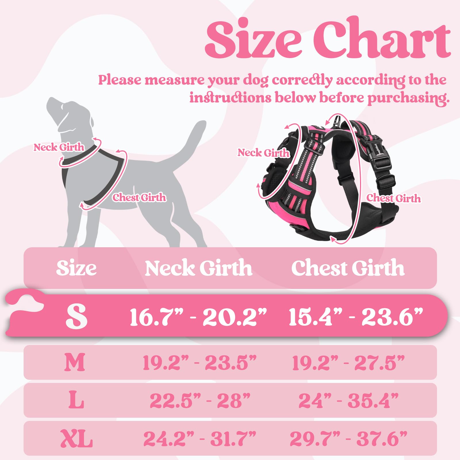 Rabbitgoo Dog Harness Small Sized, No Pull Pet Harness With 3 Buckles, Adjustable Soft Padded Pooch Vest With Instant Control Handle, Easy Walking Reflective Pet Vest For Small Dogs, Rose Pink, S