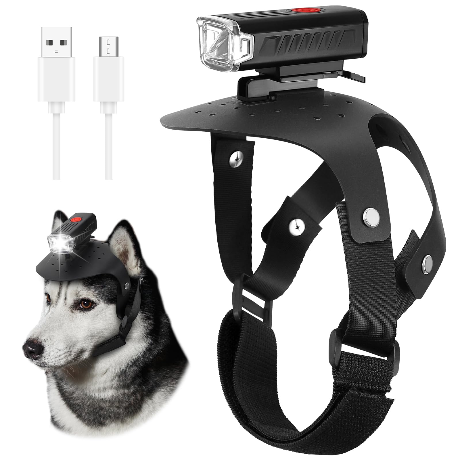 Dog Head Lights For Small And Medium Sized Dogs, 3 Light Modes Dog Collar Light, Usb Rechargeable Waterproof Pet Walking Accesso