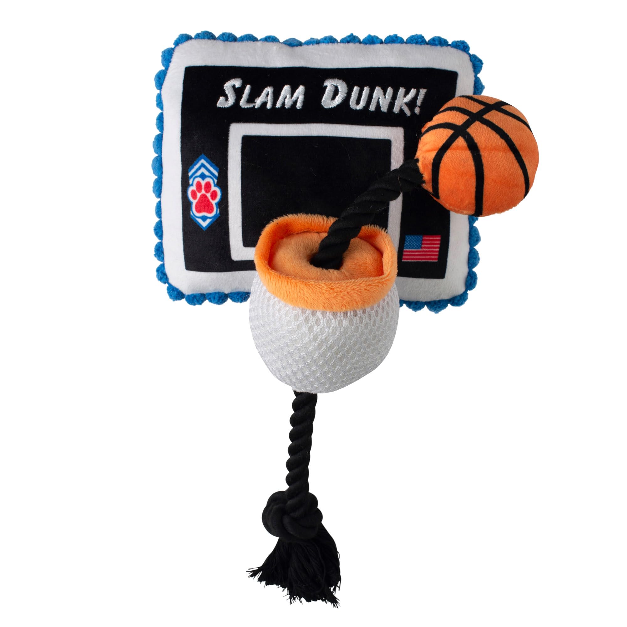 Fringe Studio Plush Dog Toy with Rope, TAKE IT to The Hoop, Pet Shop Collection (314245)