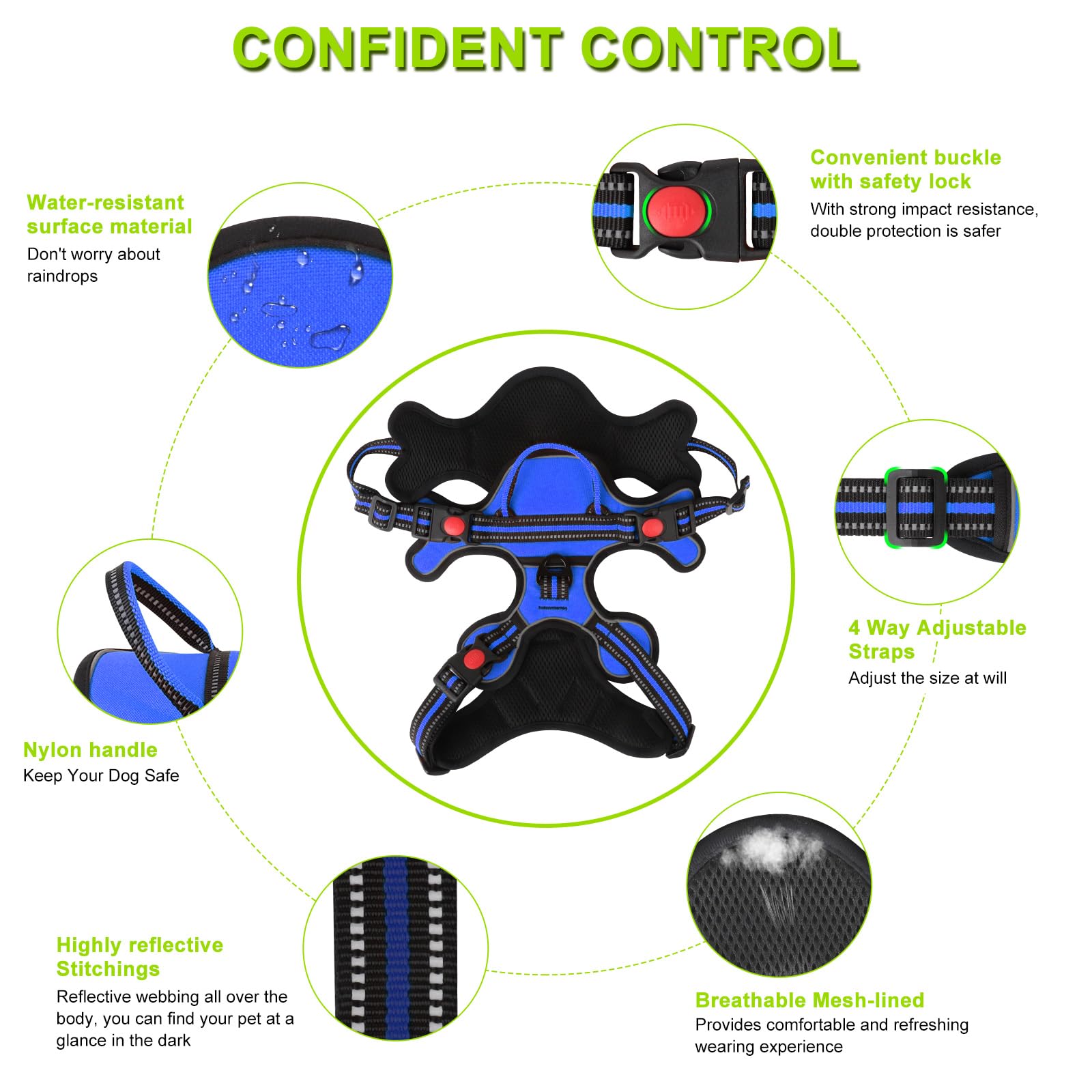 Gimilife Dog Harness, Adjustable Reflective Dog Vest No Pull Dog Harness With Badge And Bow Tie For Puppy Small Medium Large Dog