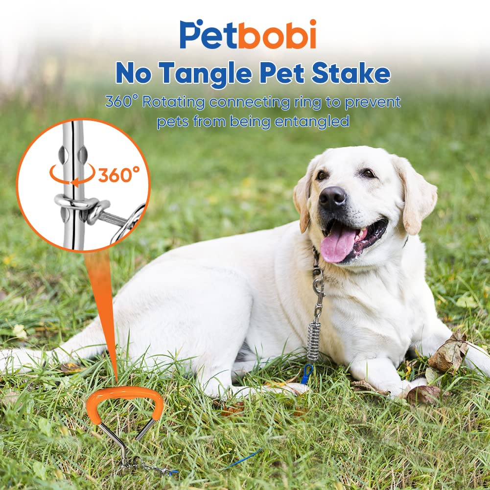 Petbobi Dog Tie Out Stake - 16 Heavy Duty Dog Anchor For Yard Camping